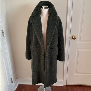 Women Zara Forest Green Teddy Fleece Coat. Size S